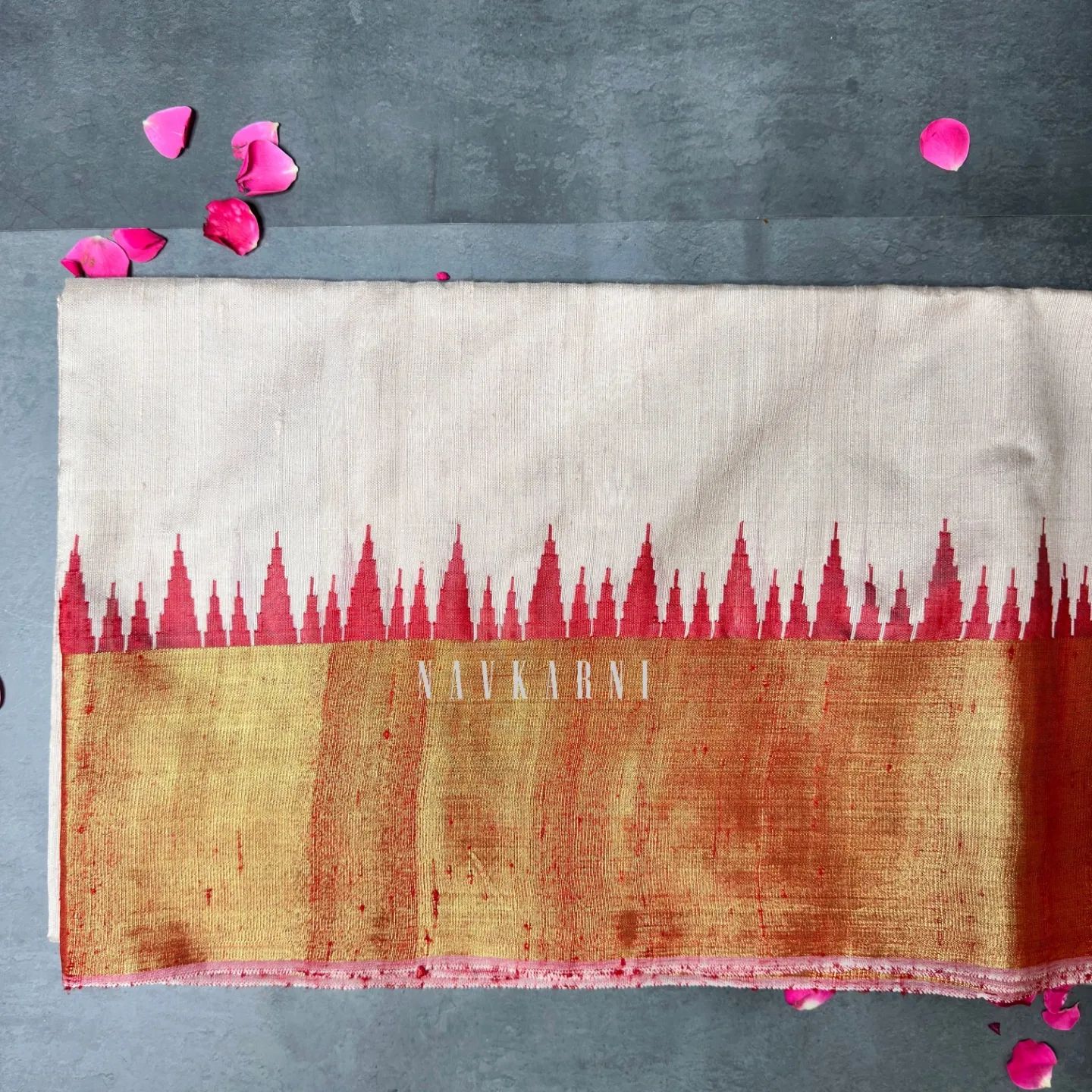 Red Ponduri Khadi Silk Saree