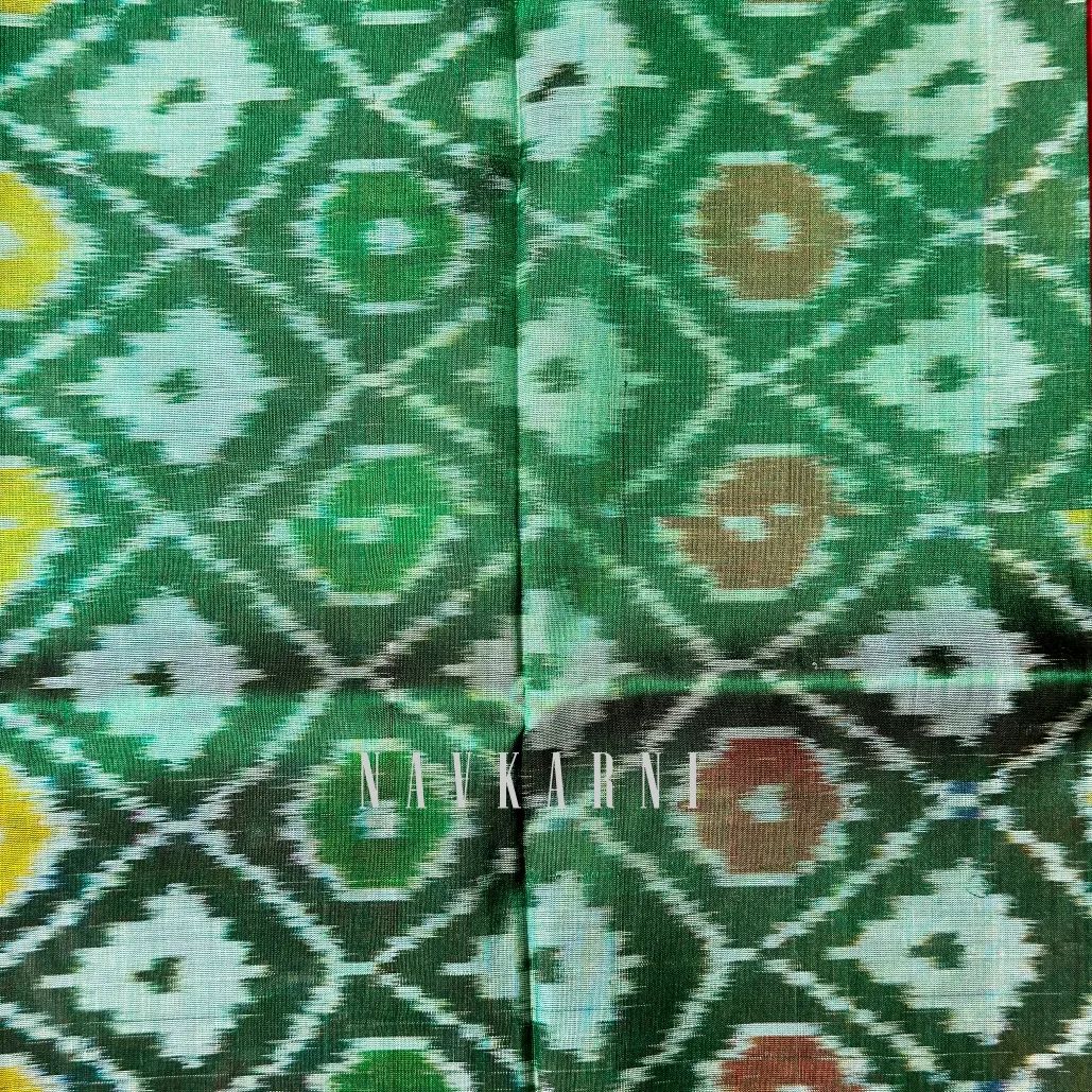 Ikkat Green Mangalagiri Pattu Saree