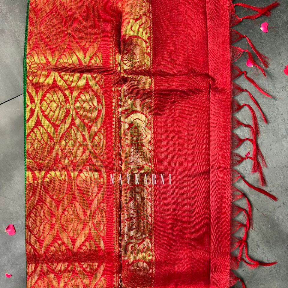 Green Mangalagiri Temple Border Saree