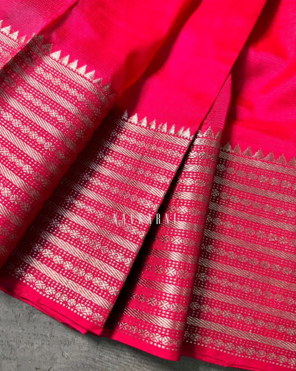 Plain Rani Pink Mangalagiri Pattu Saree
