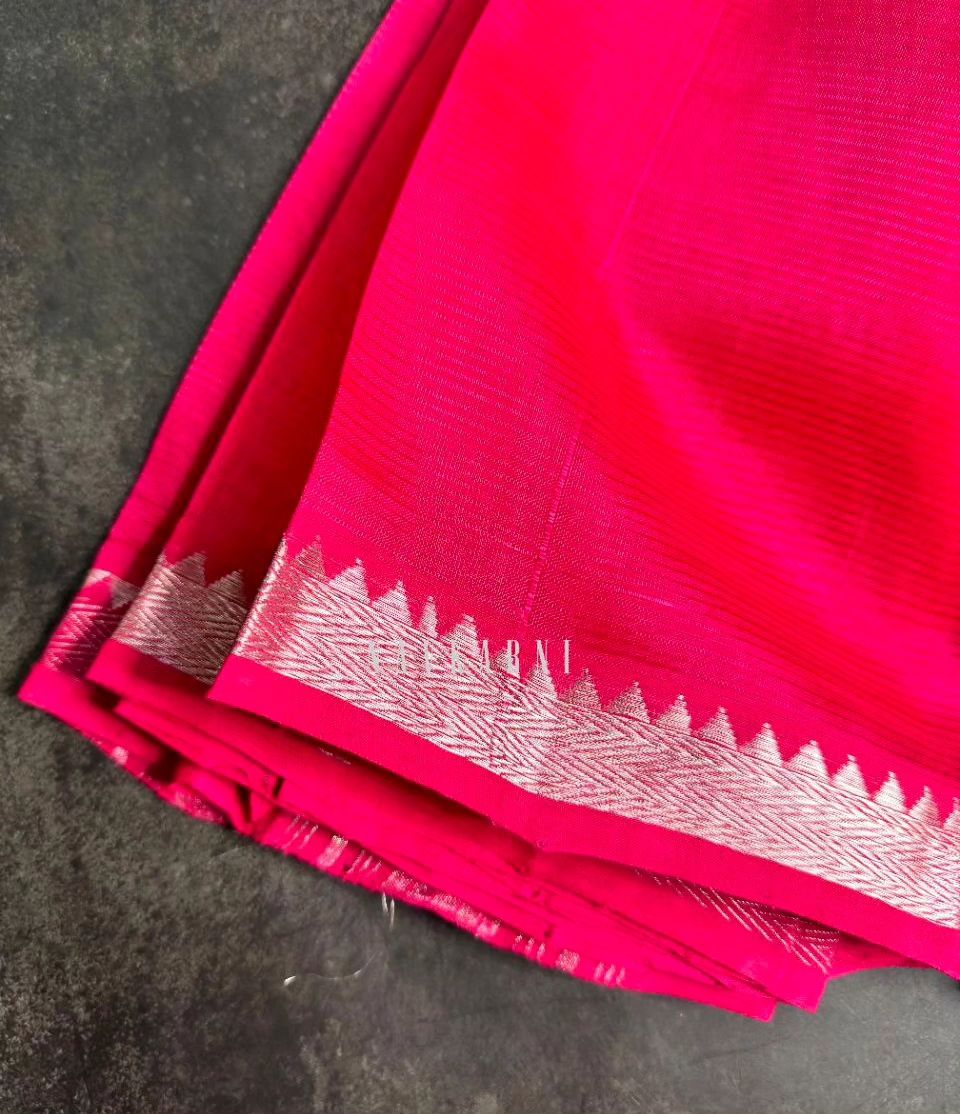 Plain Rani Pink Mangalagiri Pattu Saree