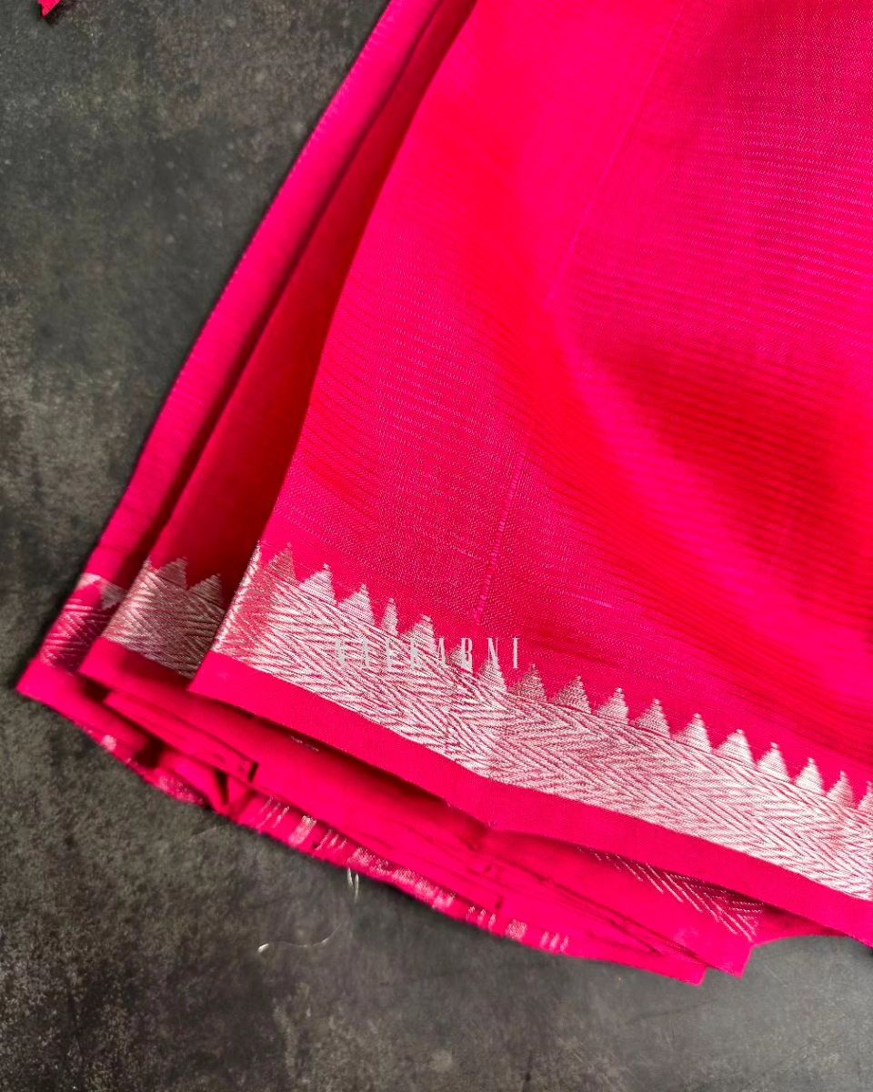 Plain Rani Pink Mangalagiri Pattu Saree