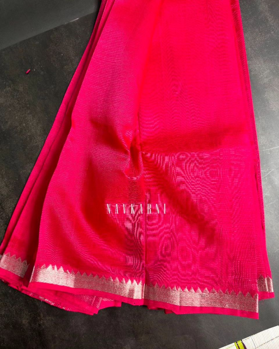 Plain Rani Pink Mangalagiri Pattu Saree