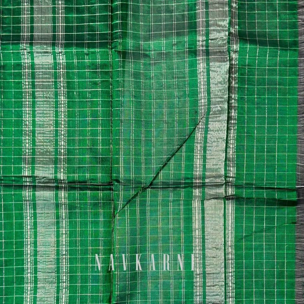 Green Checkered Mangalagiri Part Saree