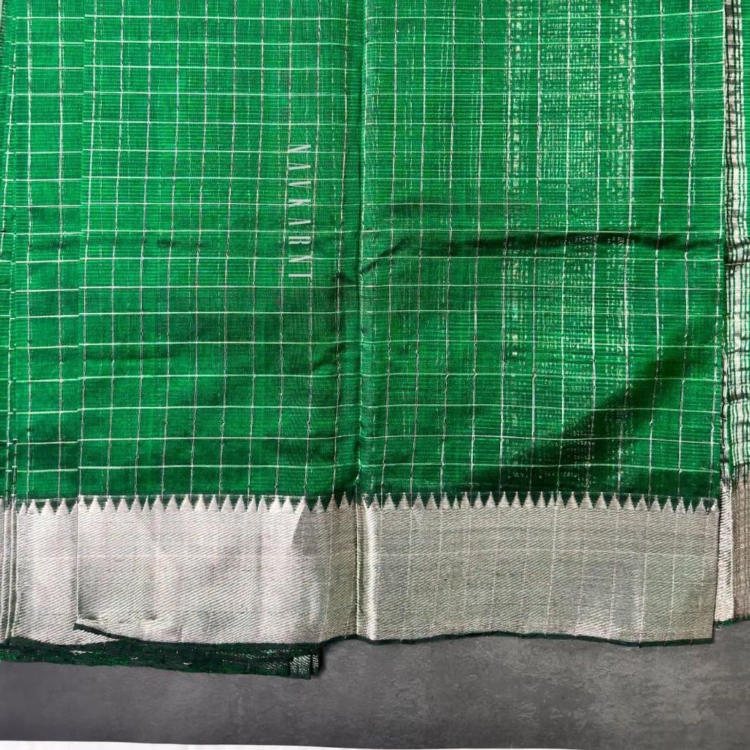 Green Checkered Mangalagiri Part Saree