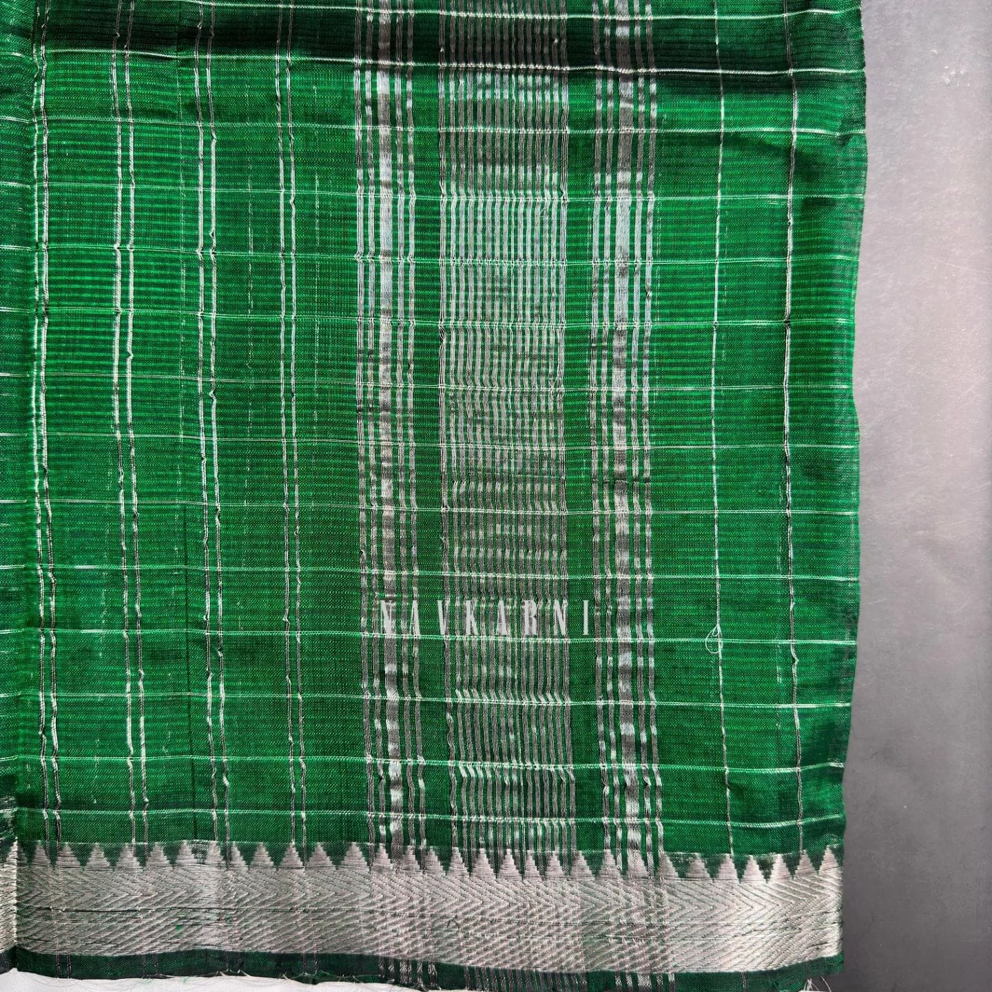 Green Checkered Mangalagiri Part Saree