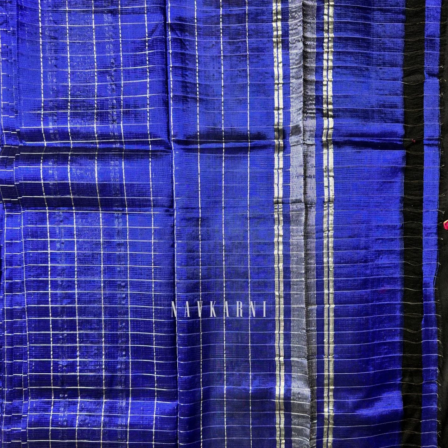 Blue Checkered Mangalagiri Pattu Saree