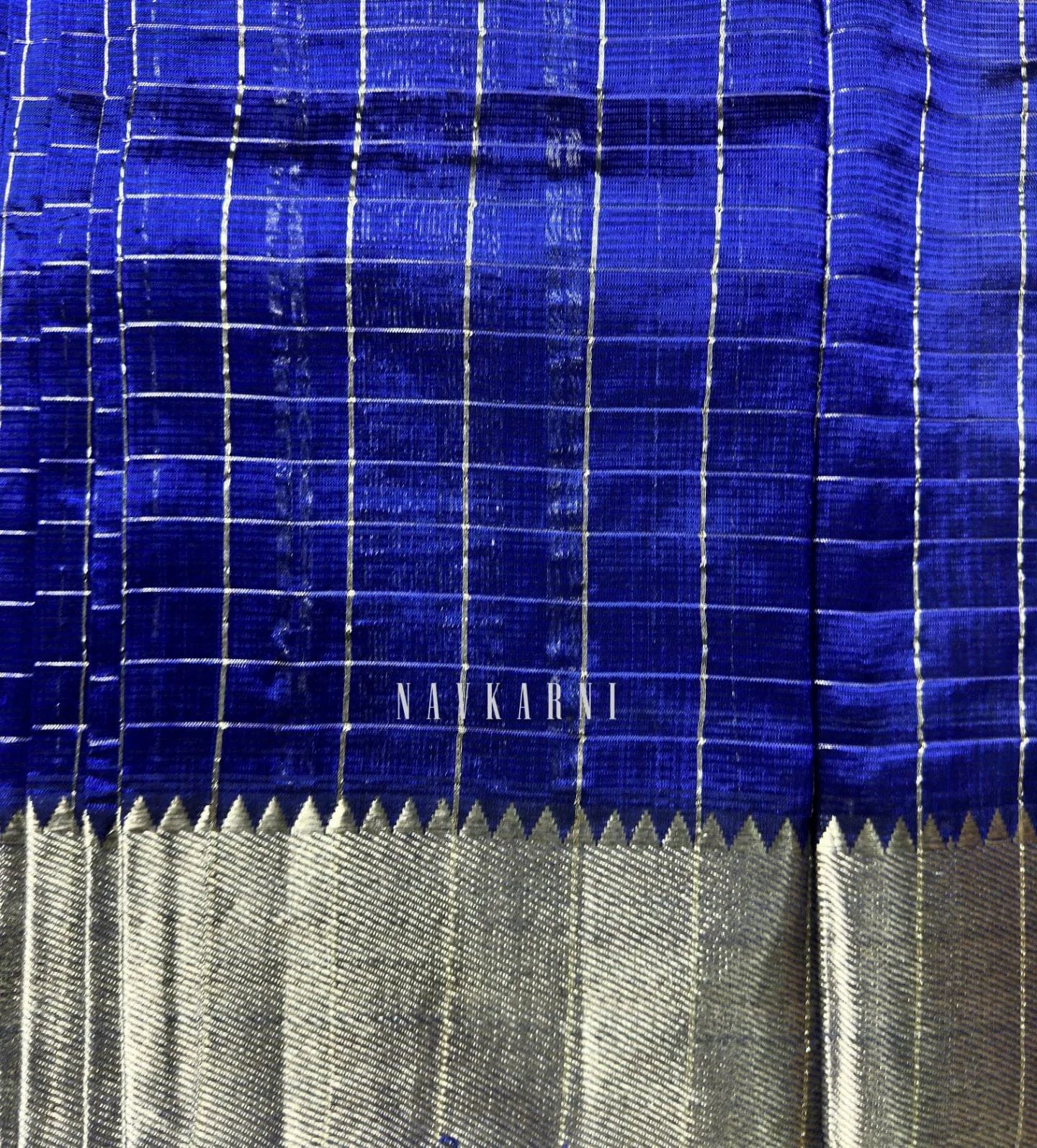 Blue Checkered Mangalagiri Pattu Saree