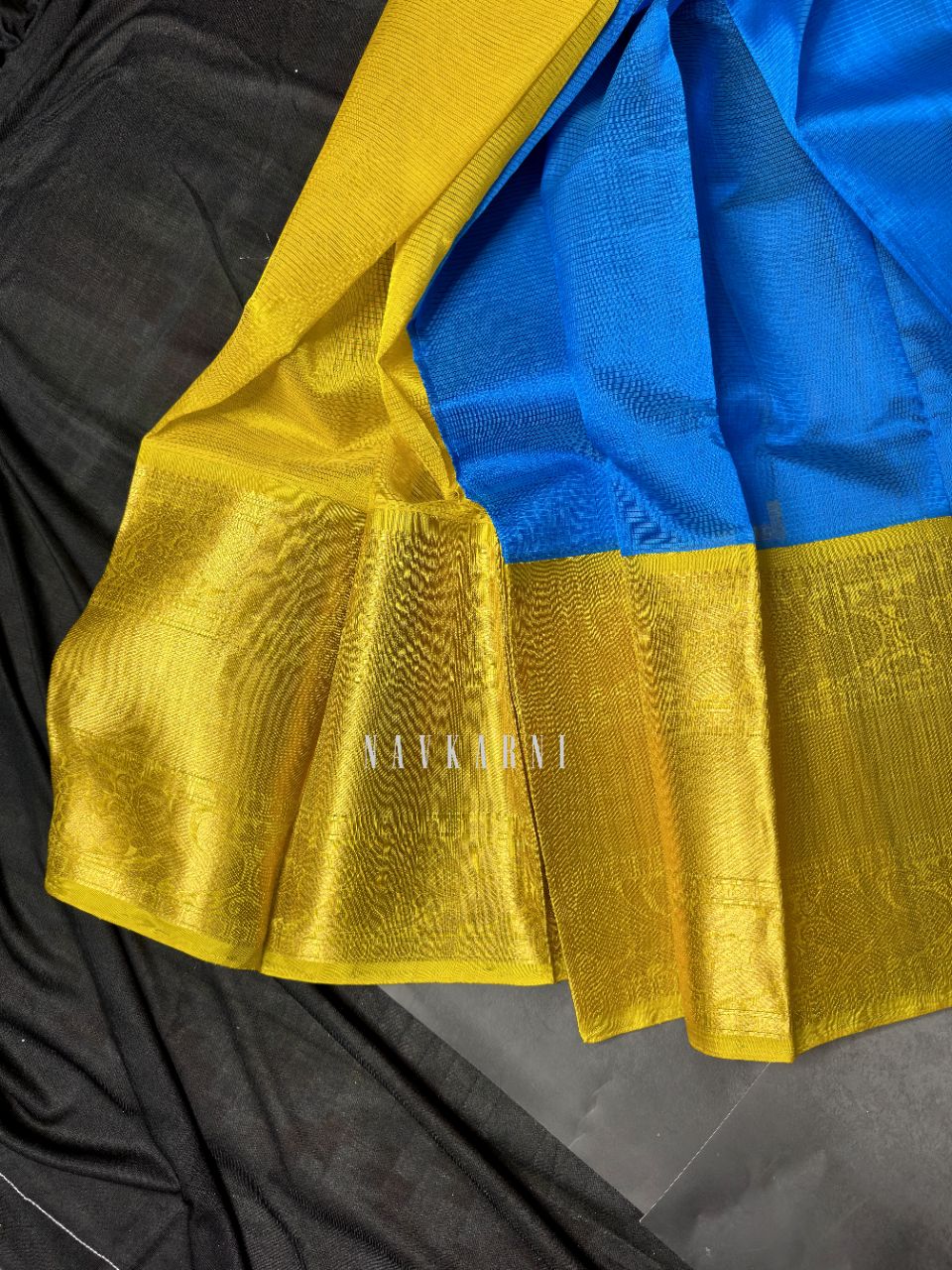 Blue Yellow Mangalagiri Pattu Saree