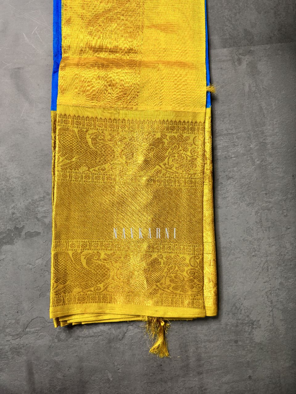 Blue Yellow Mangalagiri Pattu Saree
