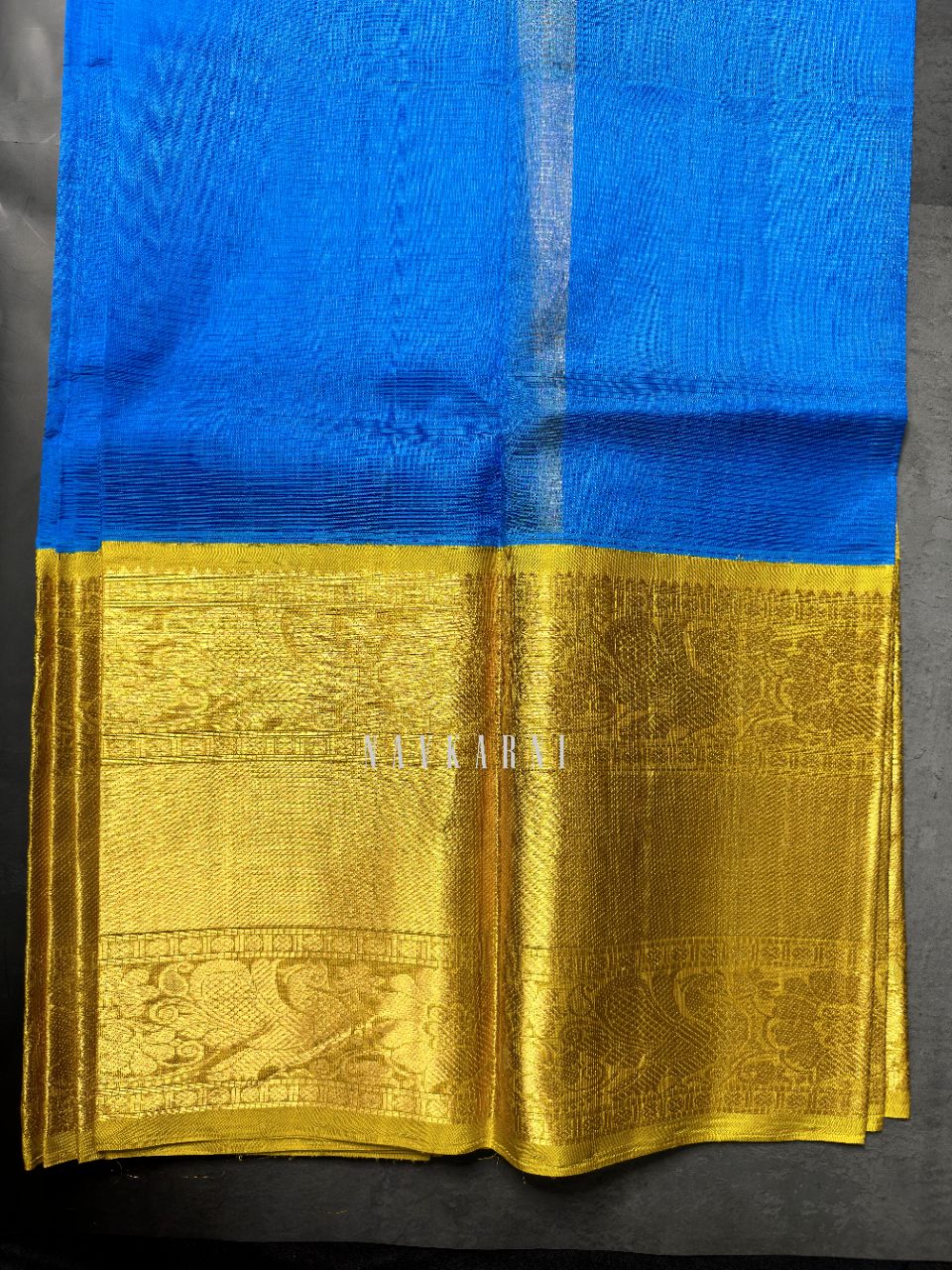 Blue Yellow Mangalagiri Pattu Saree