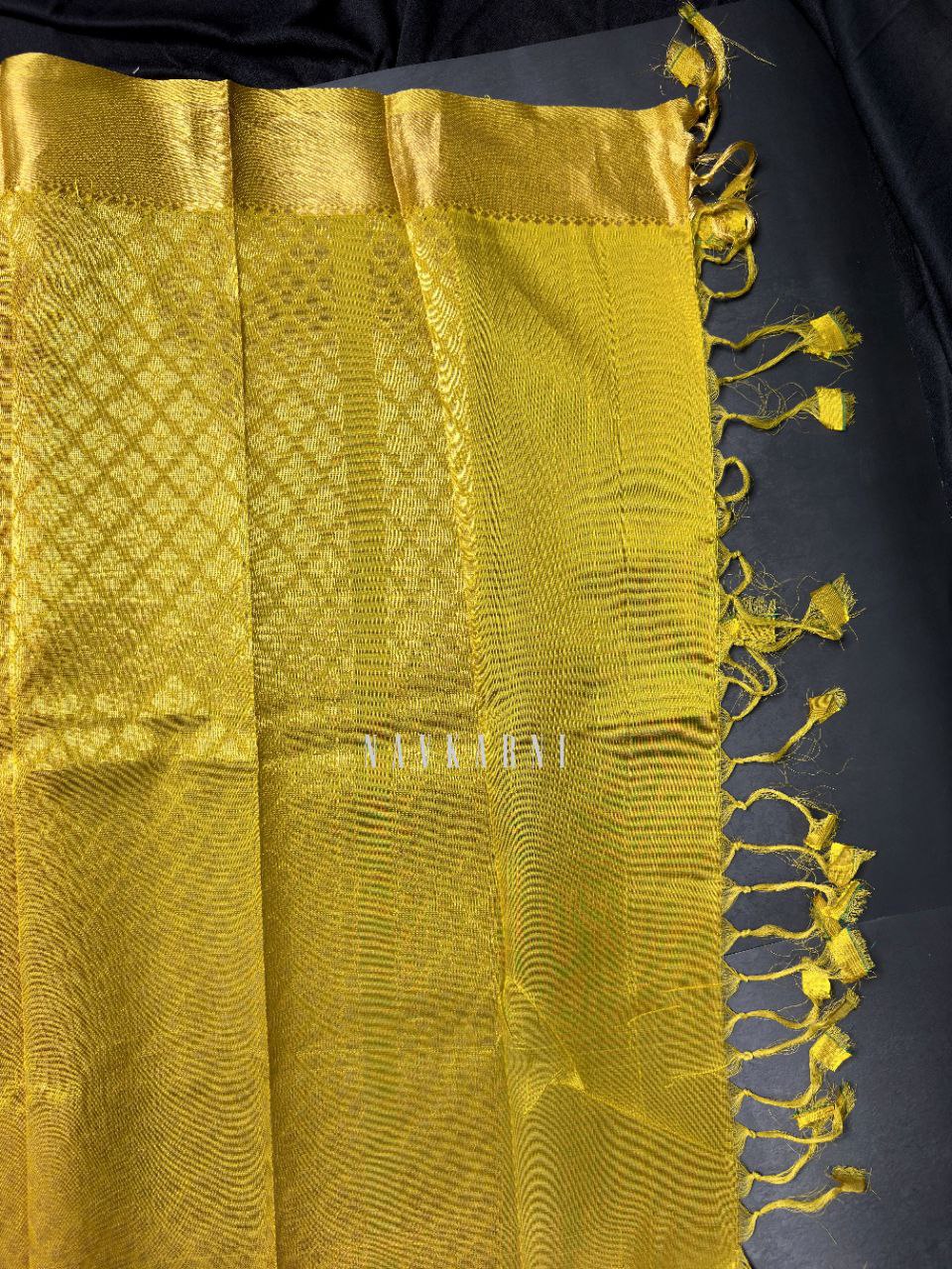 Blue Yellow Mangalagiri Pattu Saree