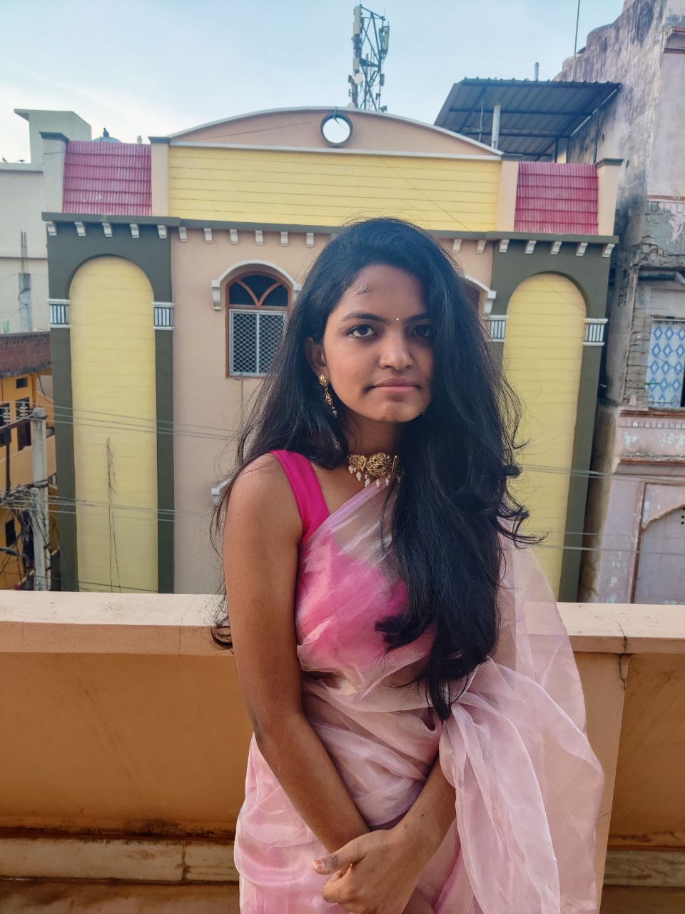 Baby Pink Chanderi Tissue Saree