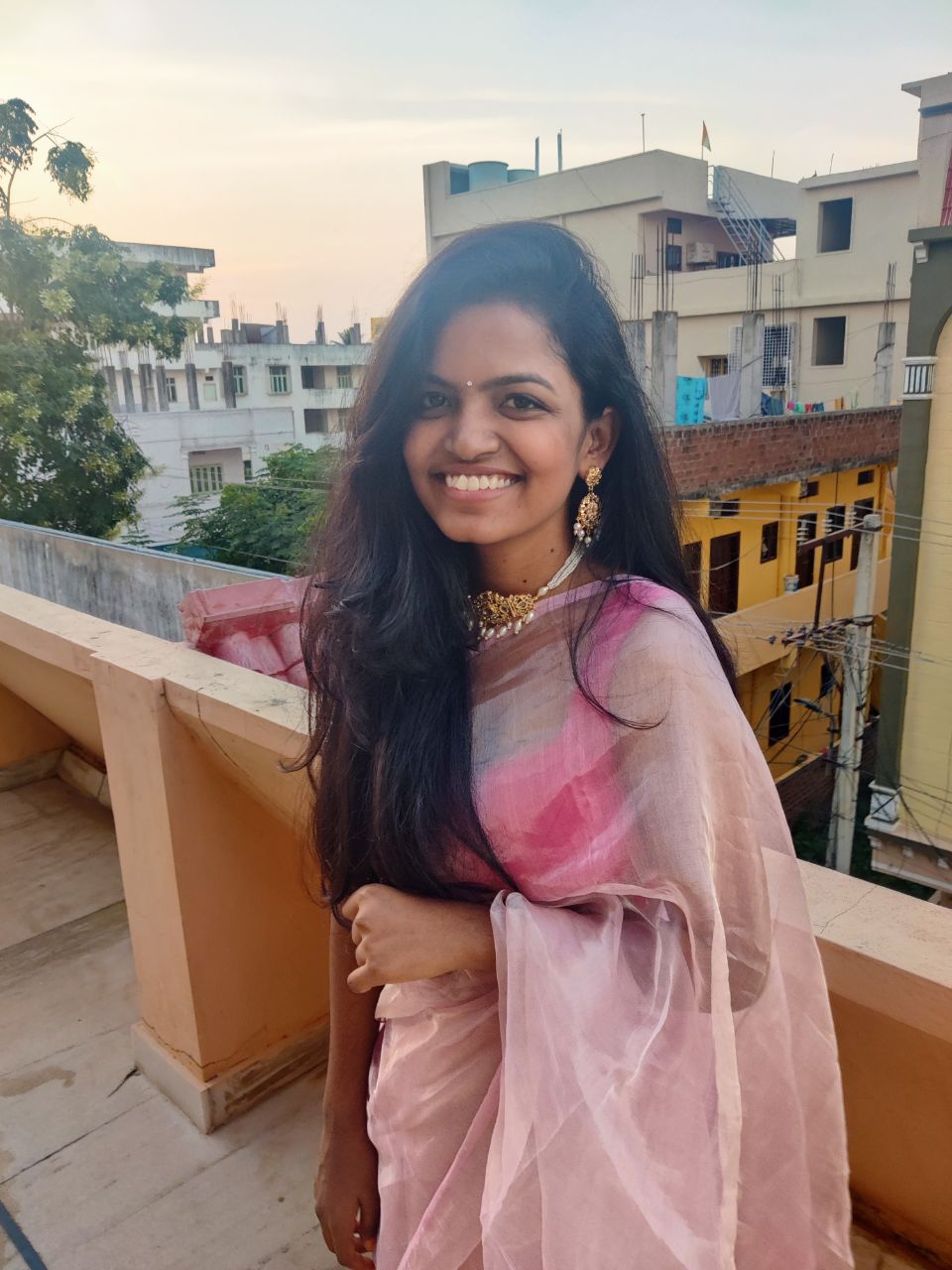 Baby Pink Chanderi Tissue Saree