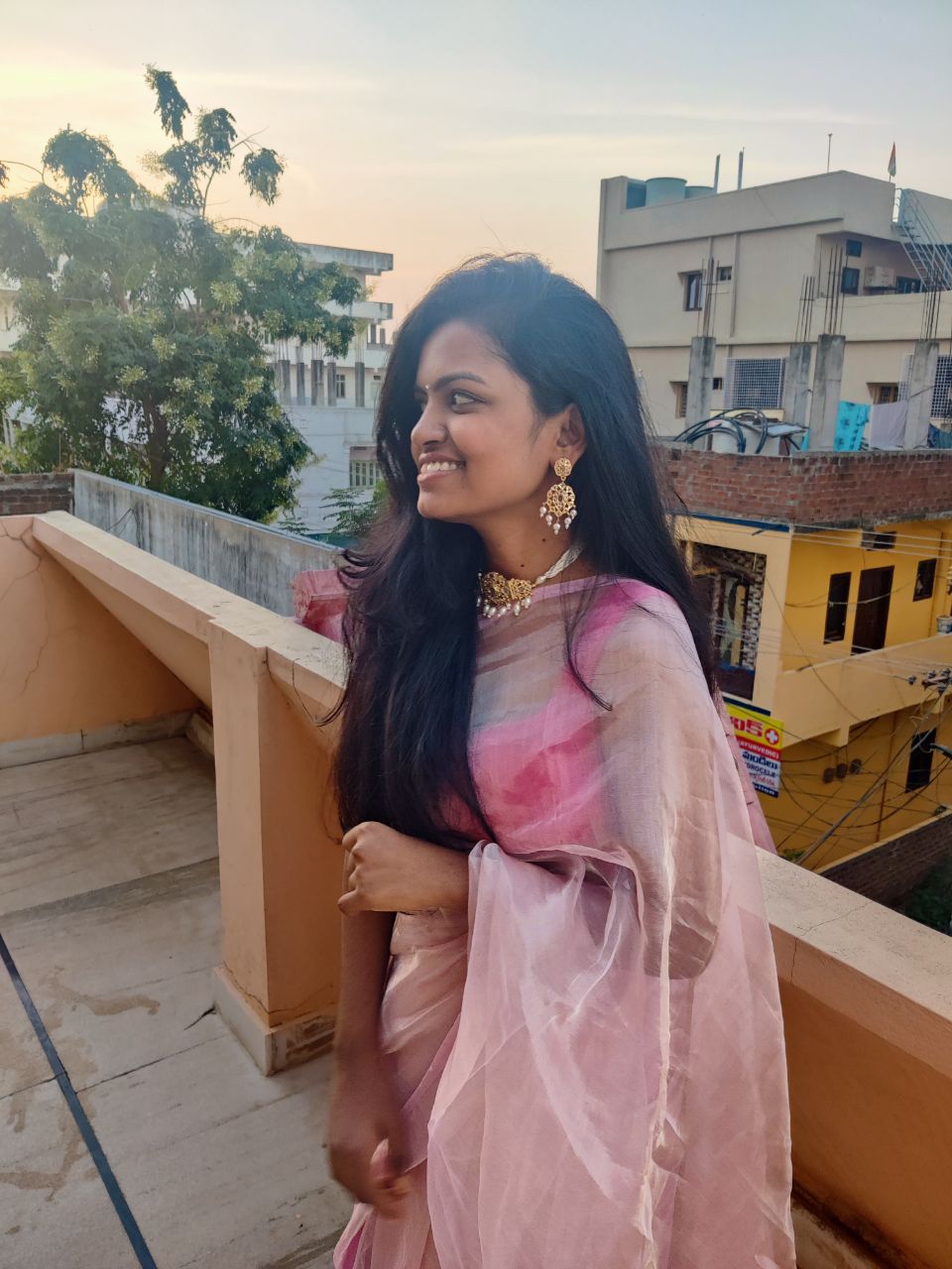 Baby Pink Chanderi Tissue Saree