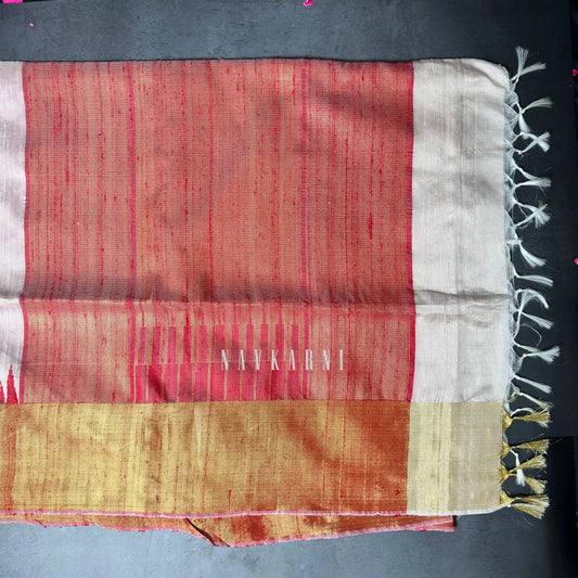 Red Ponduri Khadi Silk Saree
