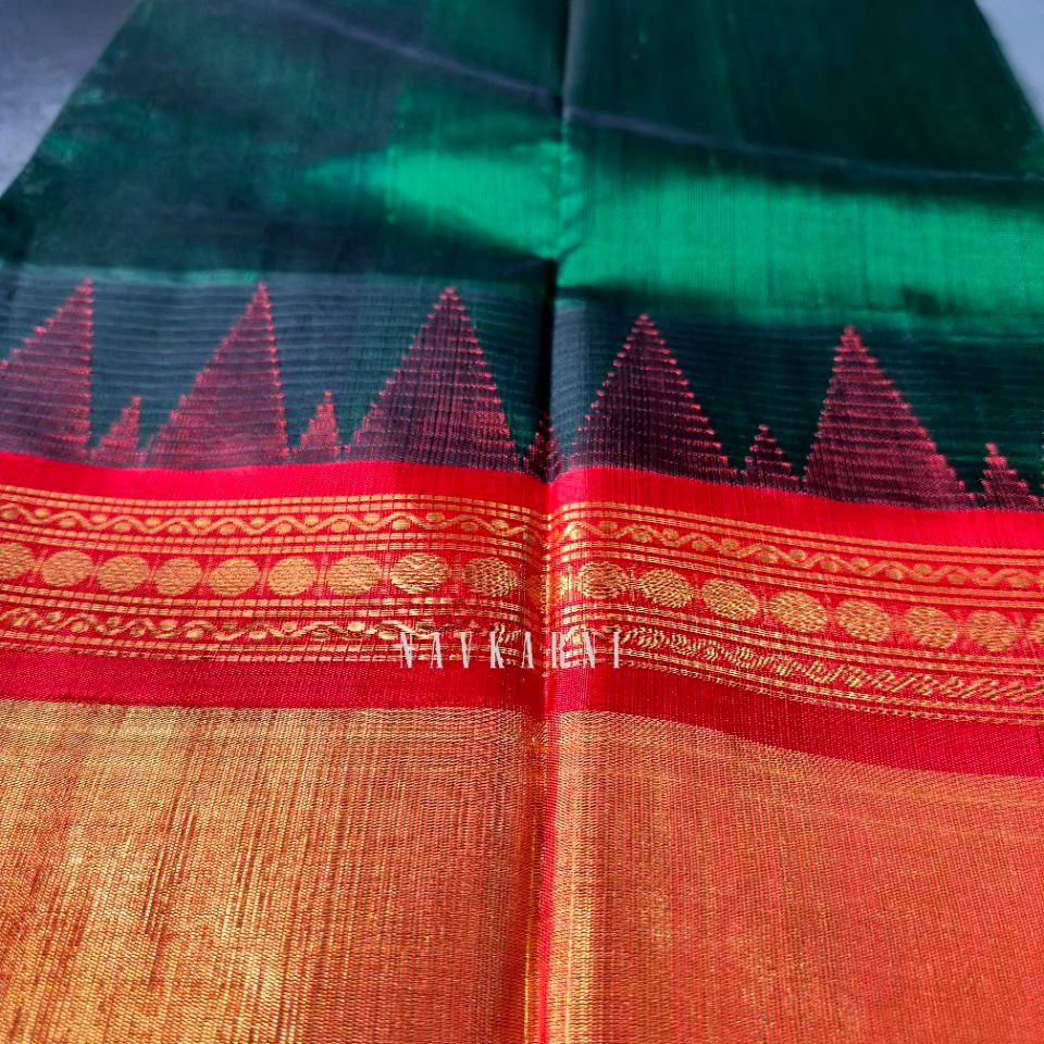 Green Mangalagiri Temple Border Saree