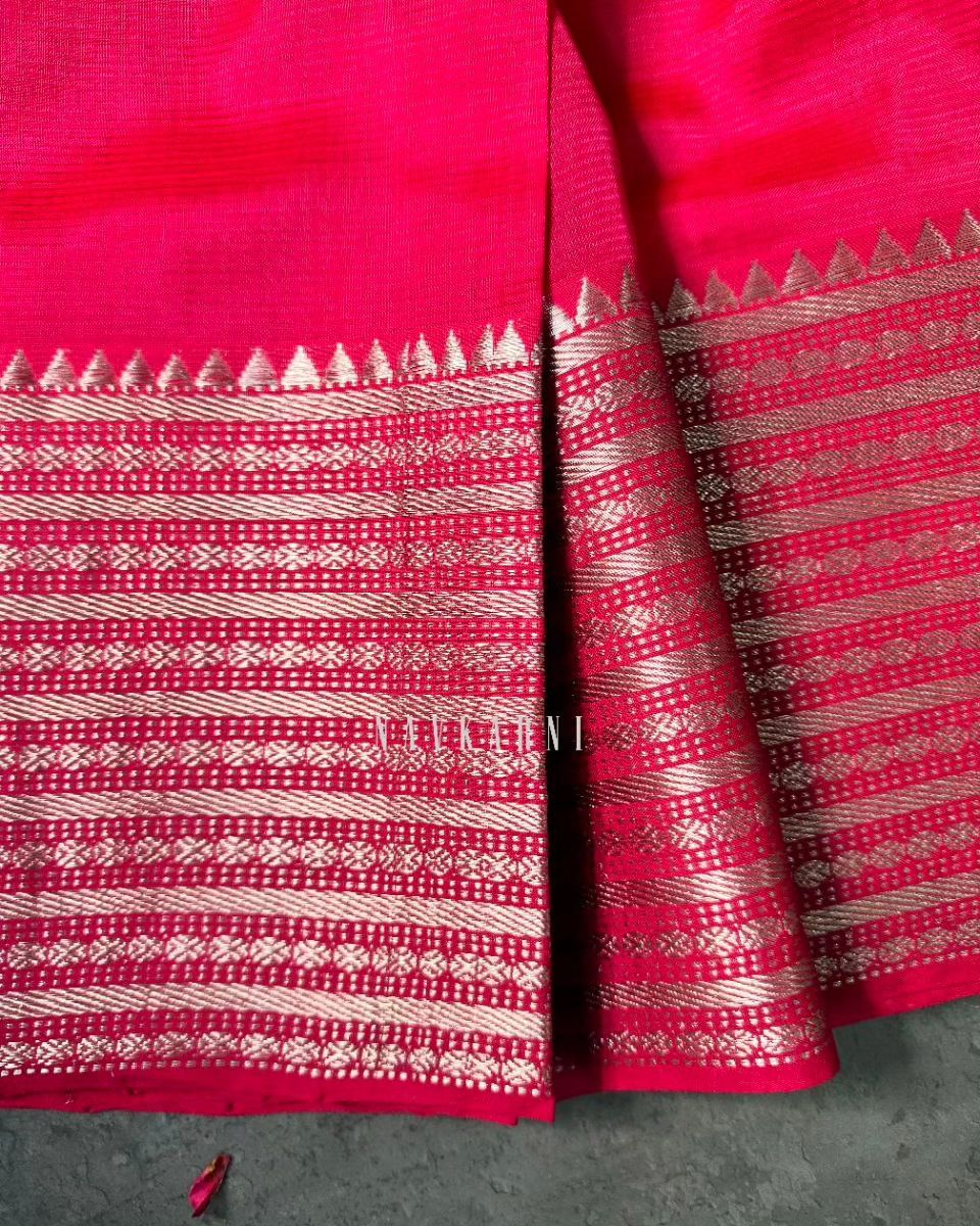 Plain Rani Pink Mangalagiri Pattu Saree