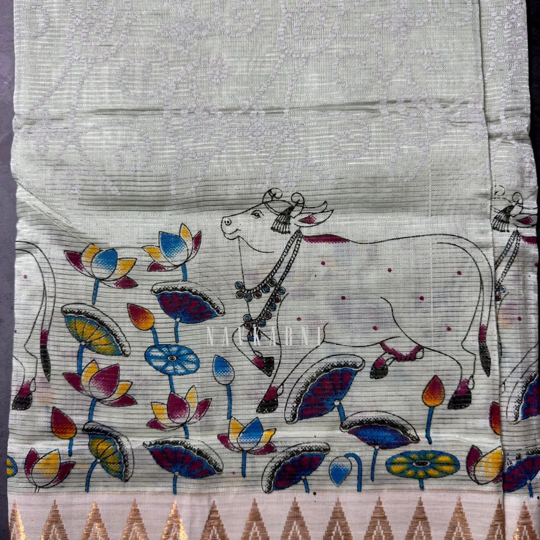 Pista Green Mangalagiri Pattu Saree