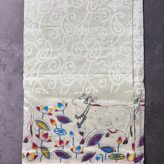 Pista Green Mangalagiri Pattu Saree