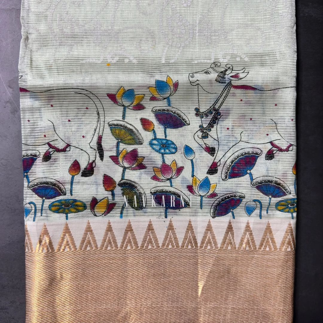 Pista Green Mangalagiri Pattu Saree