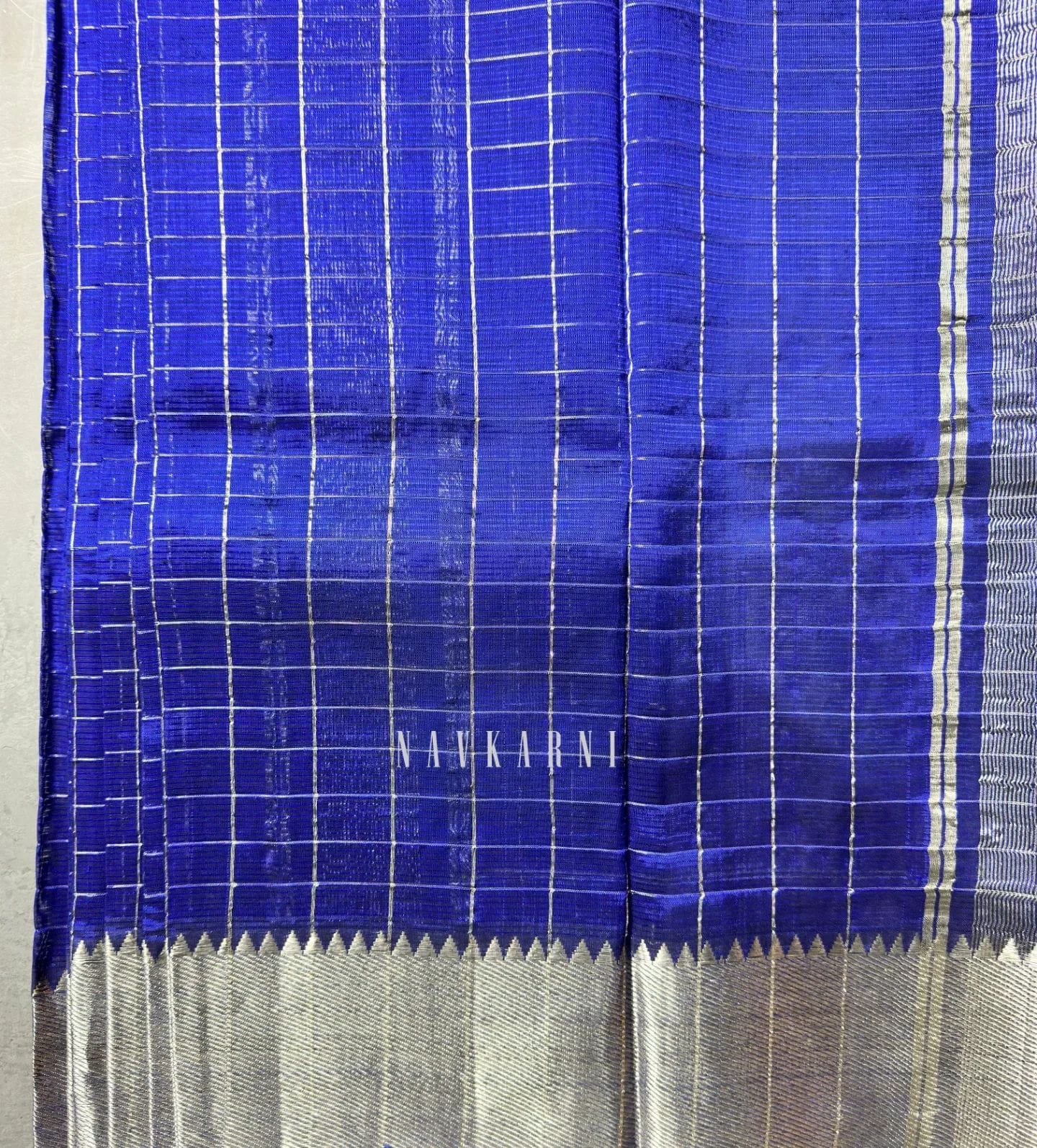 Blue Checkered Mangalagiri Pattu Saree